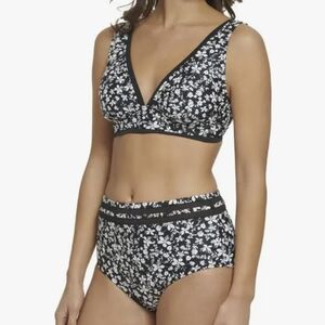 Tommy Hilfiger Floral Printed Mesh-Trimmed Bikini 2-pc Set Black XL